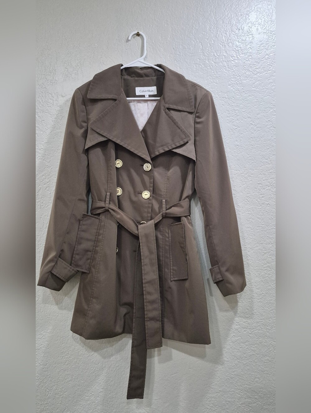 Calvin Klein Double-Breasted Trench Coat - Brown - Size L - Picture 2 of 16
